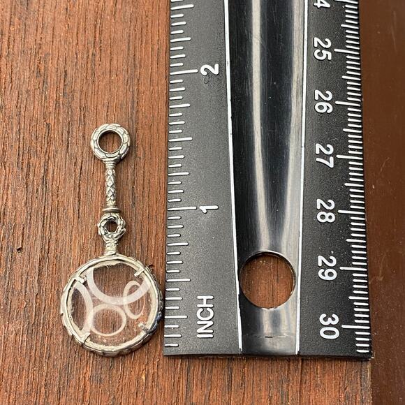 Vintage 925 Sterling Silver Magnifying Glass Art Deco Pendant Bracelet Charm - Picture 4 of 4